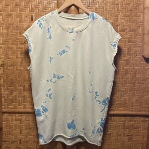 Raquel Allegra Sky and Cream Short Sleeve tie dye sweatshirt Tee small